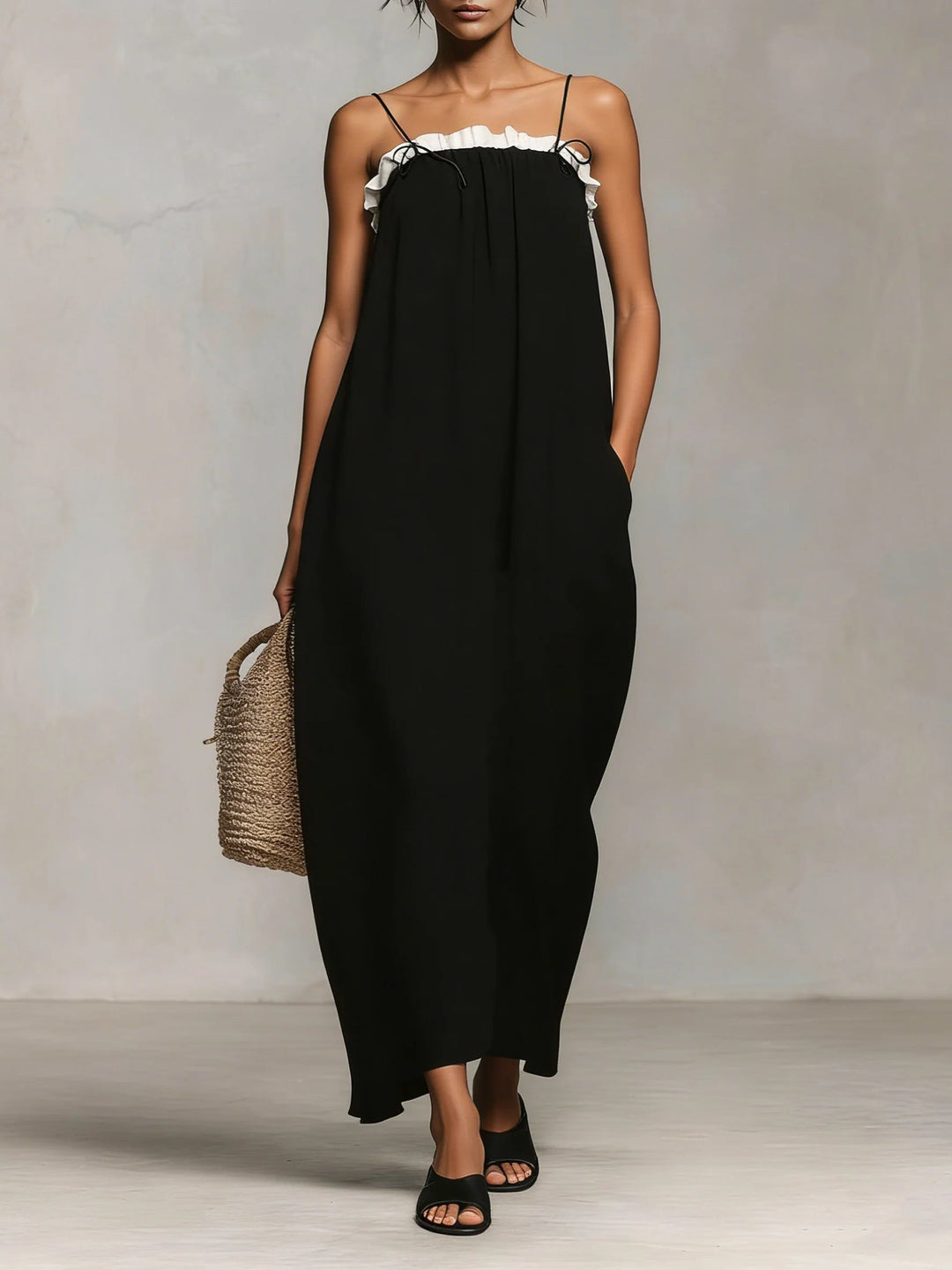 Mirelle™ | Vestito Maxi con Blocchi di Colore e Spalline Sottile