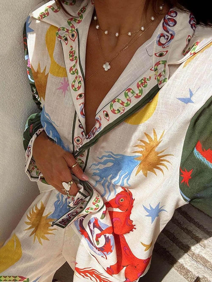 Jose | Set Top a Manica Lunga e Pantaloni con Vita Elastica