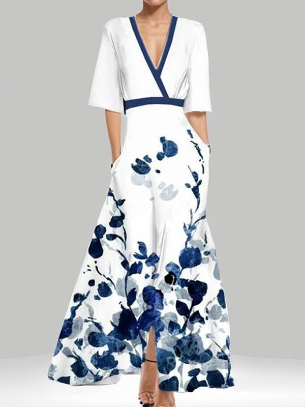 Lea | Abito Maxi Elegante a Maniche Medie Glam da Spiaggia