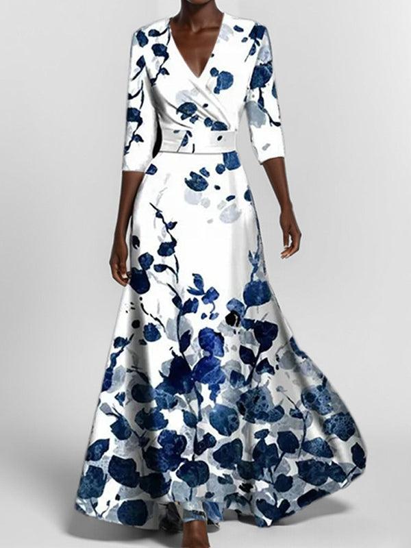 Lea | Abito Maxi Elegante a Maniche Medie Glam da Spiaggia