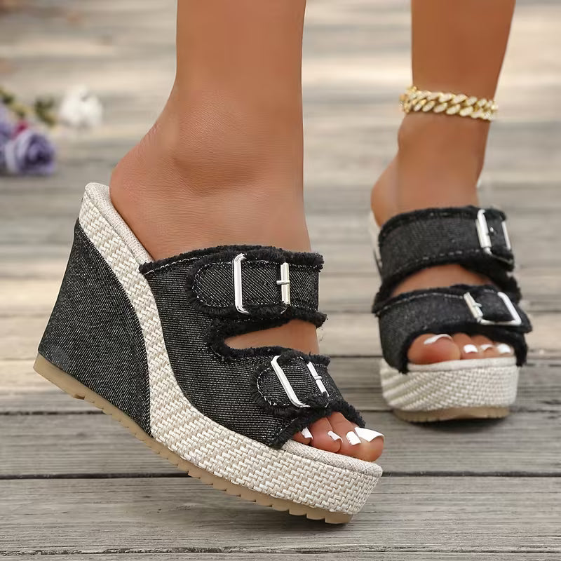Atelier | Sandali Wedge con Bordo Sfilacciato