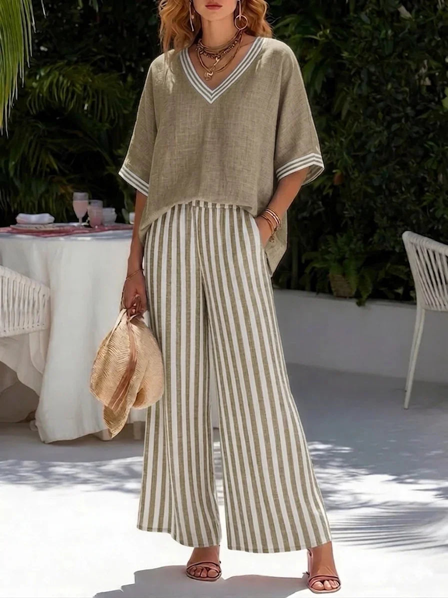 Sienna | Set Due Pezzi in Lino a Righe Relaxed