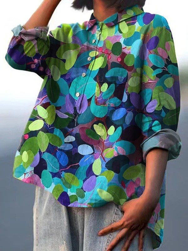 Adriana | Camicia Casual da Donna Stampata con Arte Estiva