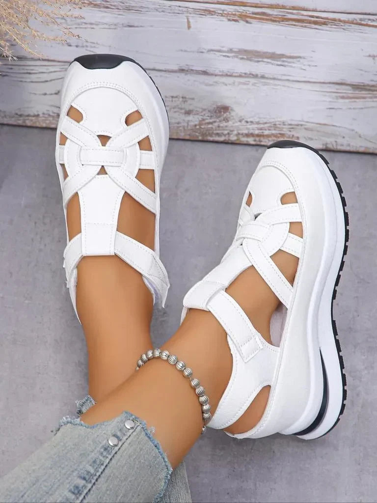 Sandali Confortevoli con Tacco per Donne con Chiusura in Velcro