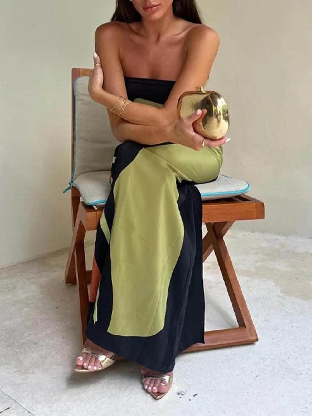 Joan | Abito da festa maxi stampato senza maniche in stile costiero