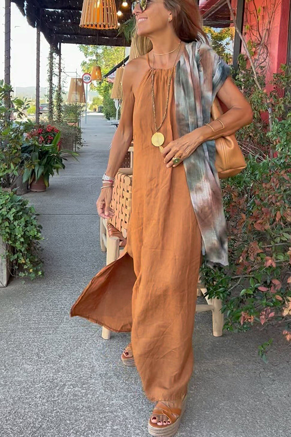 Abito Maxi Halter in Lino Mist Blend