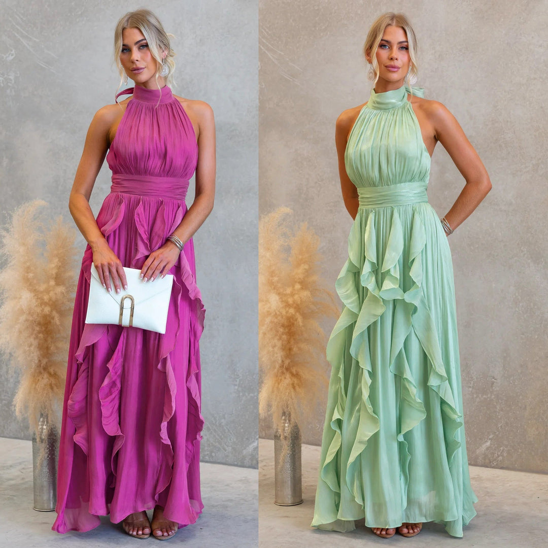 Vestito Maxi con Volant Celestia