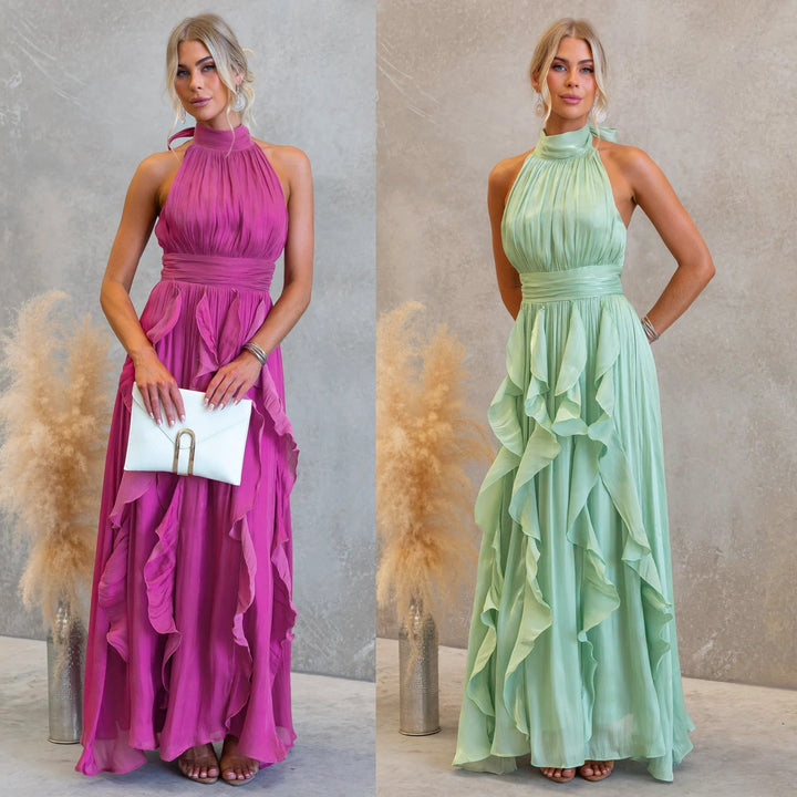 Vestito Maxi con Volant Celestia