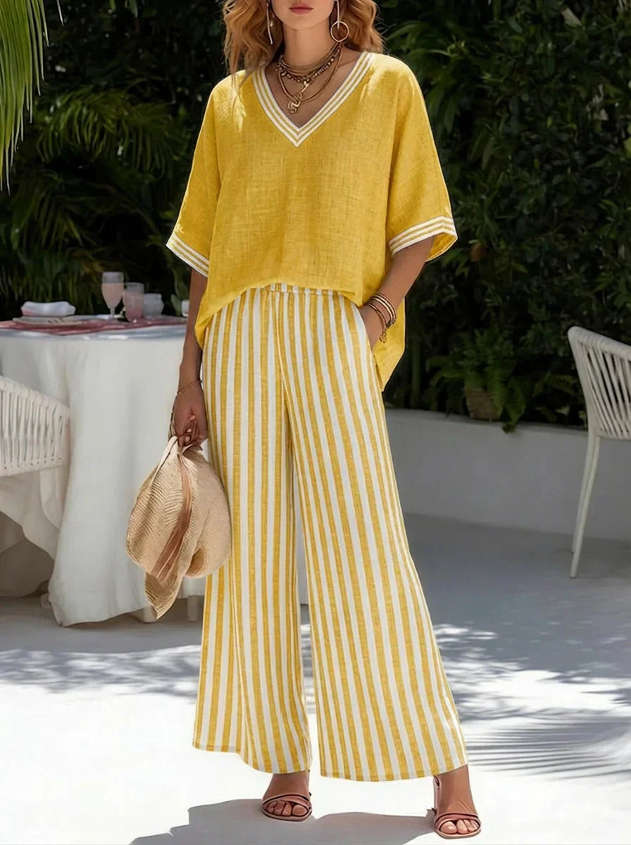 Sienna | Set Due Pezzi in Lino a Righe Relaxed