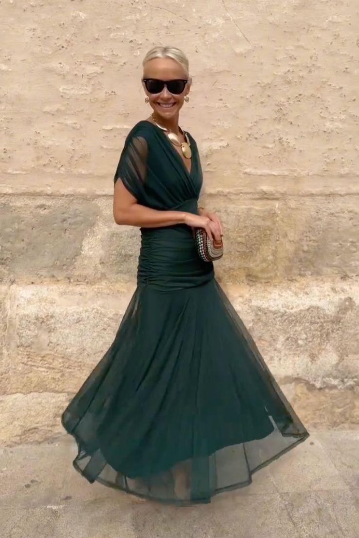 Henrietta™ | Elegante Abito Maxi Fantasia Floreale con Scollatura a V
