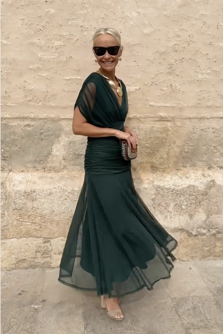 Henrietta™ | Elegante Abito Maxi Fantasia Floreale con Scollatura a V