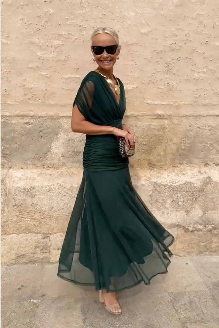 Henrietta™ | Elegante Abito Maxi Fantasia Floreale con Scollatura a V