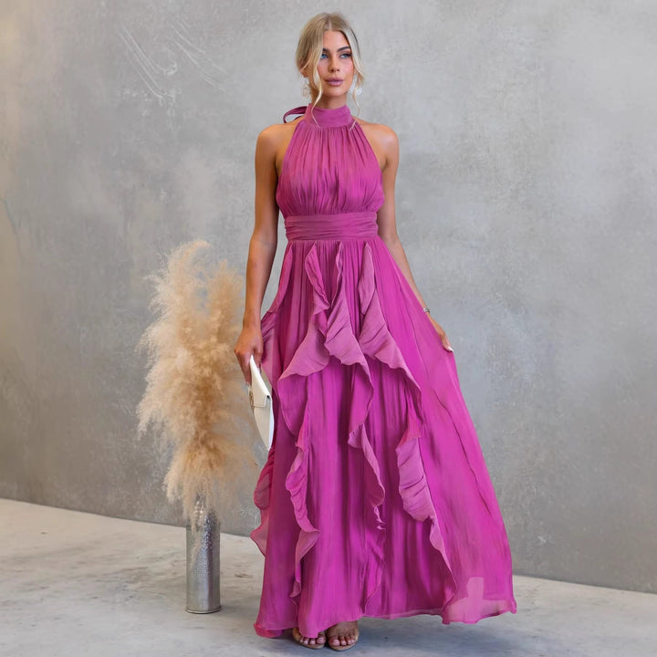Vestito Maxi con Volant Celestia