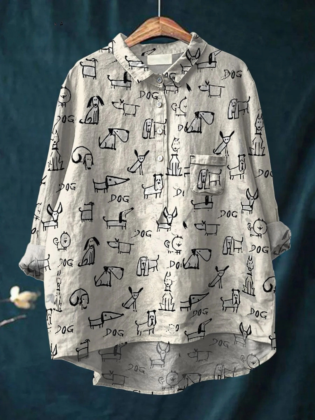 Fede | Camicia casual carina con stampa di cani per donne