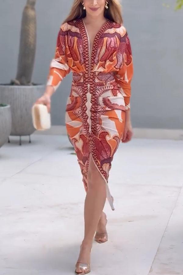 Eva | Vestito Midi Dolman con Stampa Unica Sun Escape