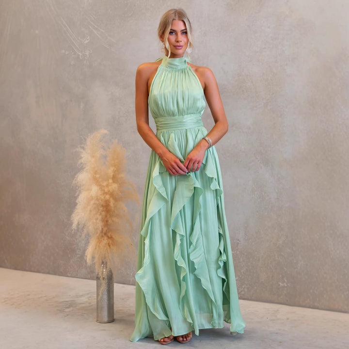 Vestito Maxi con Volant Celestia