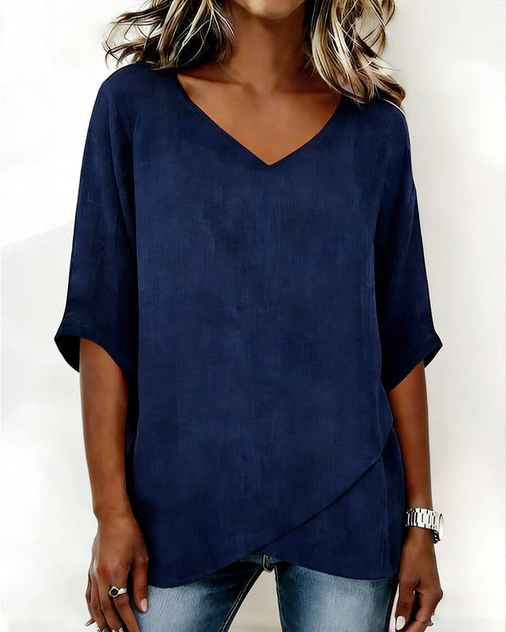 Top Irregolare con Collo a V