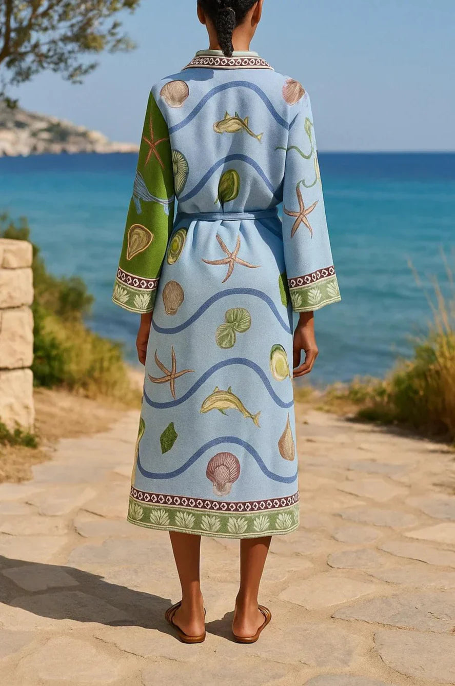 Sandra | Abito Camicia Midi Stampato con Cintura