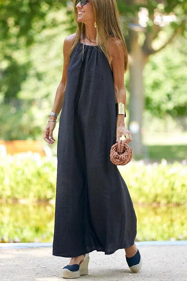 Abito Maxi Halter in Lino Mist Blend