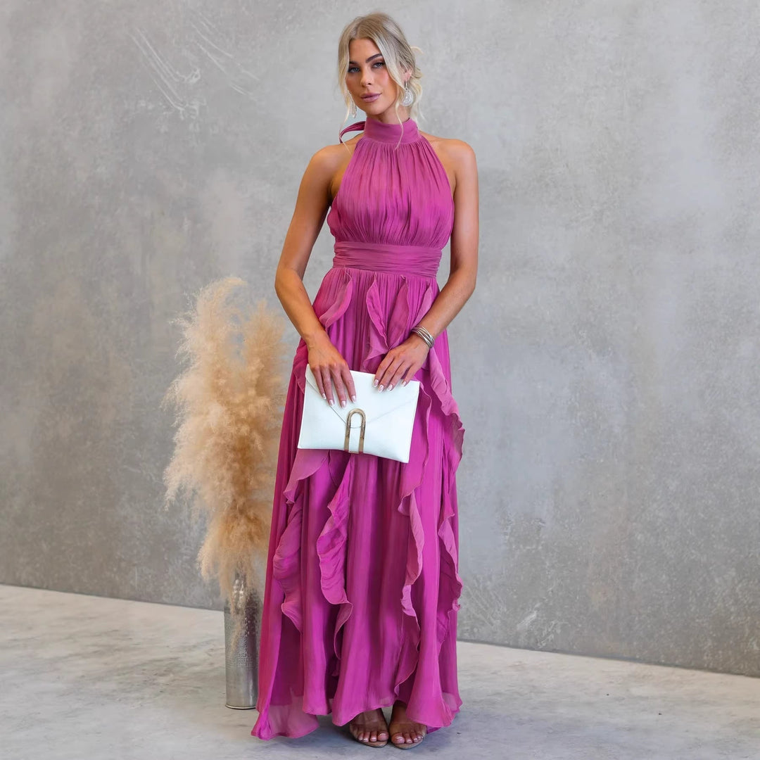 Vestito Maxi con Volant Celestia