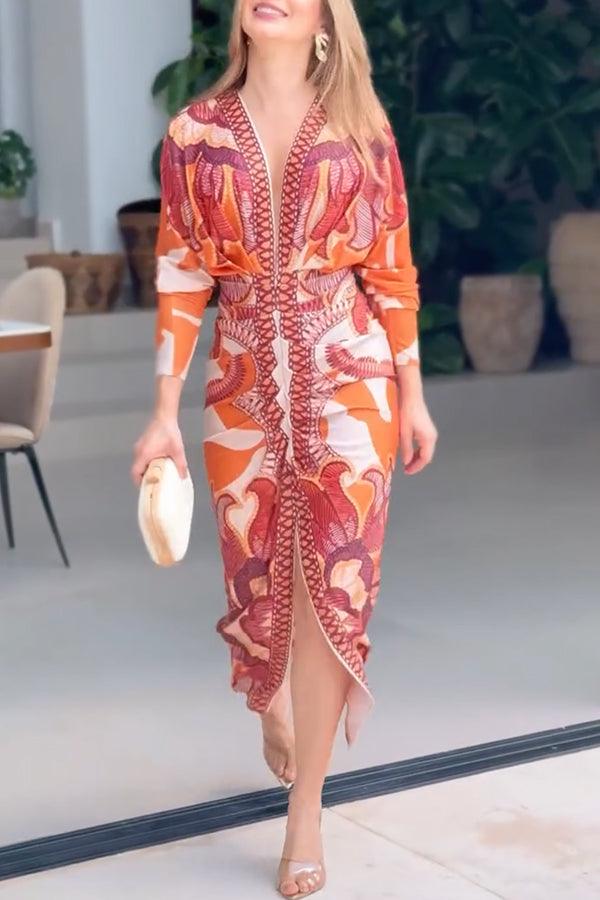 Eva | Vestito Midi Dolman con Stampa Unica Sun Escape
