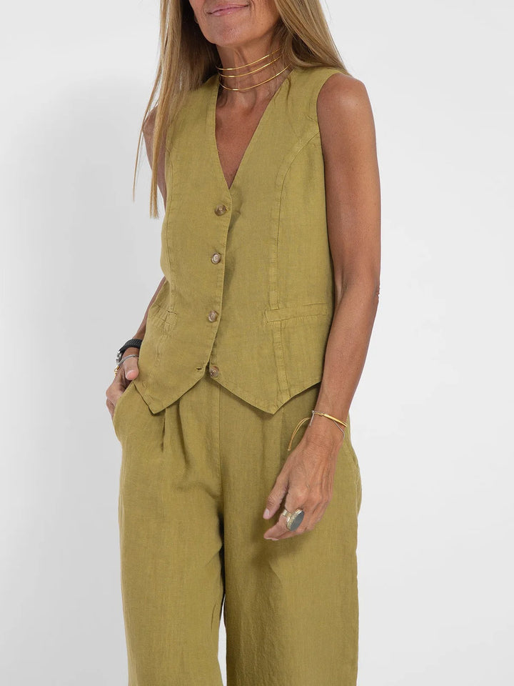 Gilet su Misura e Set in Cotone a Gamba Larga