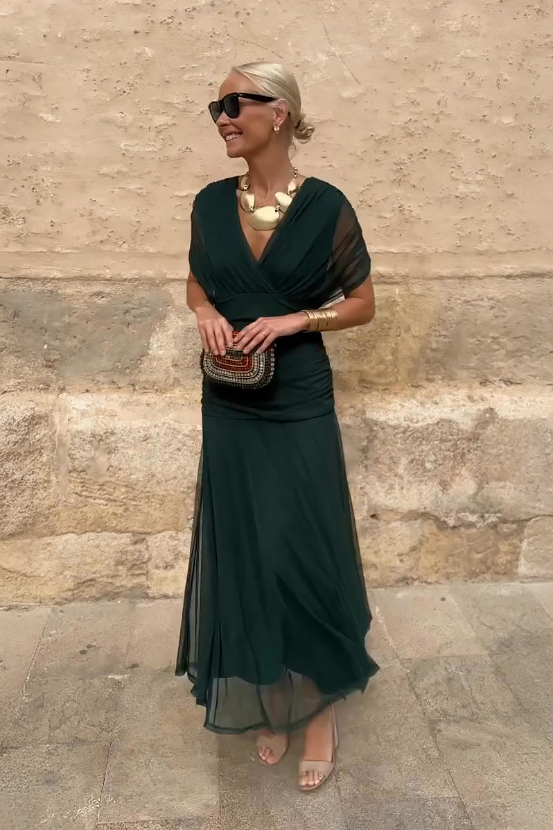Henrietta™ | Elegante Abito Maxi Fantasia Floreale con Scollatura a V