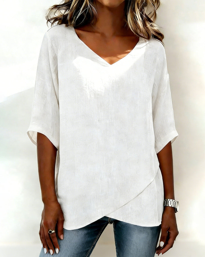 Top Irregolare con Collo a V