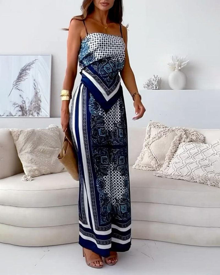Helen | Set di Vestito Due Pezzi Stile Elegante con Lacci e Pantaloni Pronto per le Vacanze