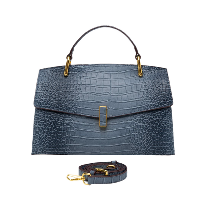 Sylvie · Borsa strutturata effetto coccodrillo lucido