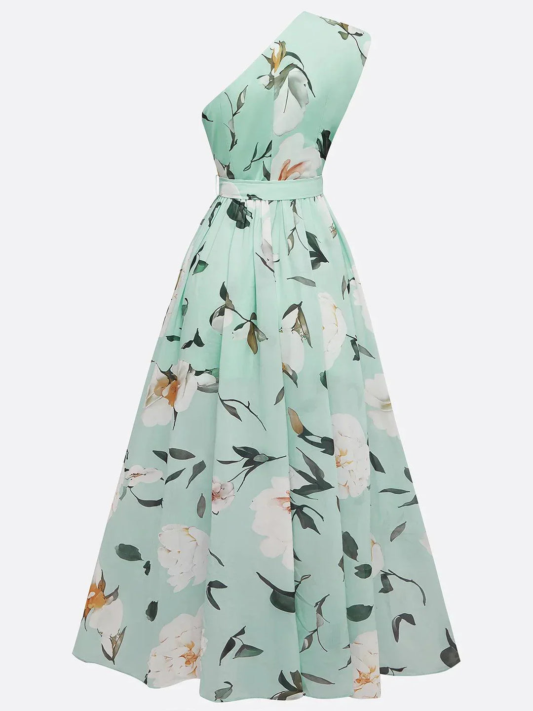 Julie | Abito Maxi Chiffon Verde Chiaro a Spalla Unica