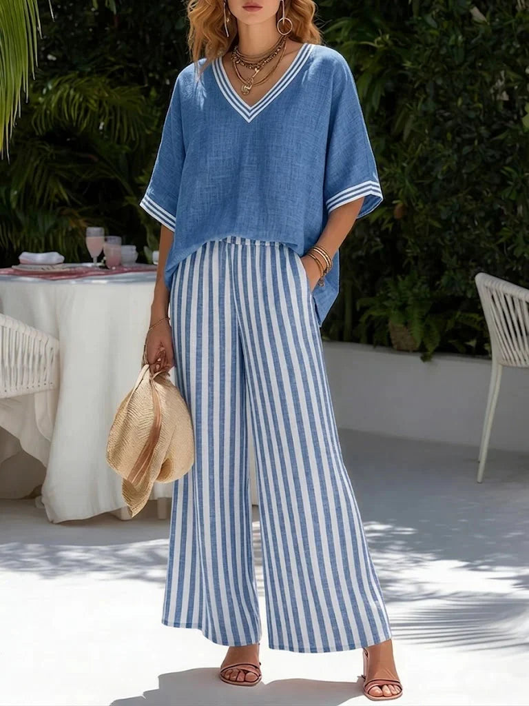 Sienna | Set Due Pezzi in Lino a Righe Relaxed