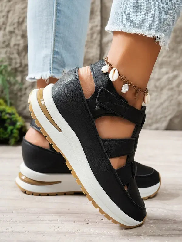 Sandali Confortevoli con Tacco per Donne con Chiusura in Velcro