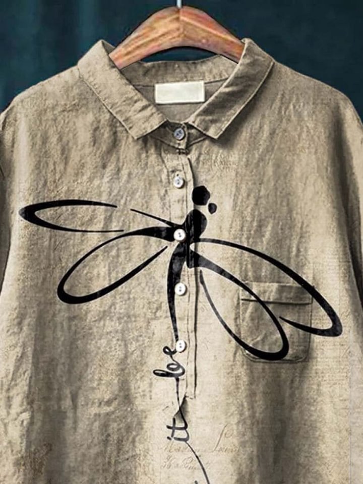 Anaïs | Camicia casual con stampa di libellula elegante da donna