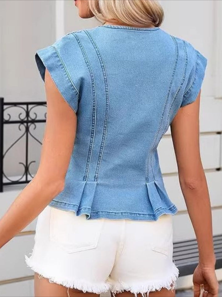 Viera | Top in Denim con Collo a V