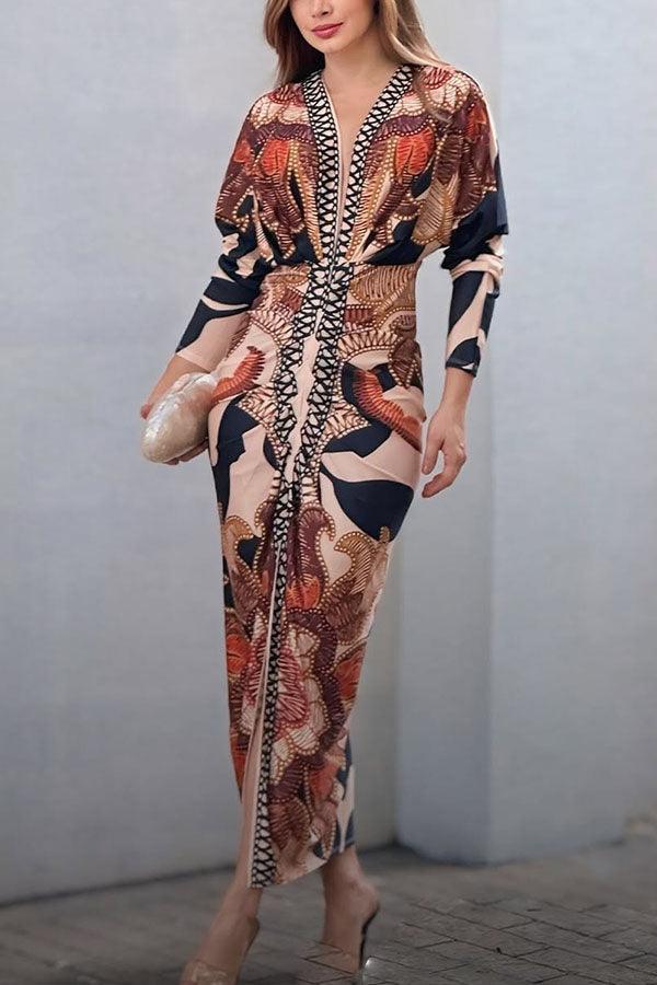 Eva | Vestito Midi Dolman con Stampa Unica Sun Escape