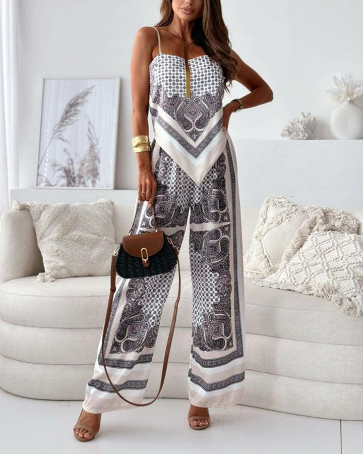 Helen | Set di Vestito Due Pezzi Stile Elegante con Lacci e Pantaloni Pronto per le Vacanze