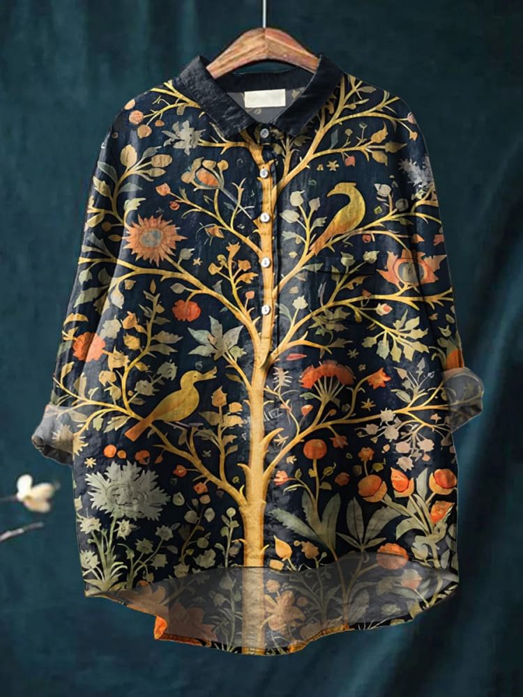 Victoire | Camicia casual a stampa albero ornamentale da donna