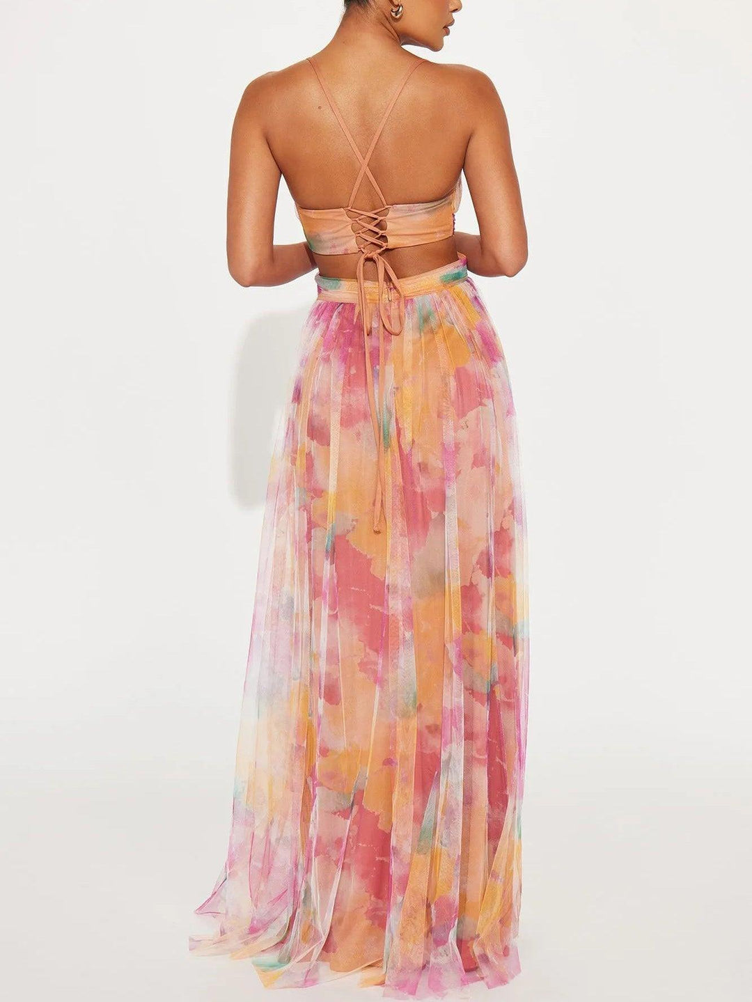 Karen | Vestito Maxi a V con Stampa Floreale