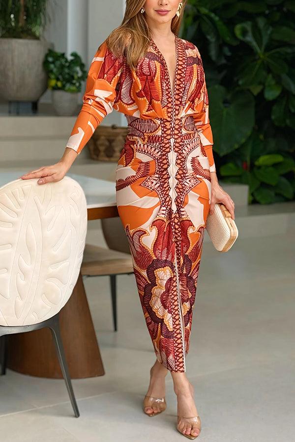 Eva | Vestito Midi Dolman con Stampa Unica Sun Escape