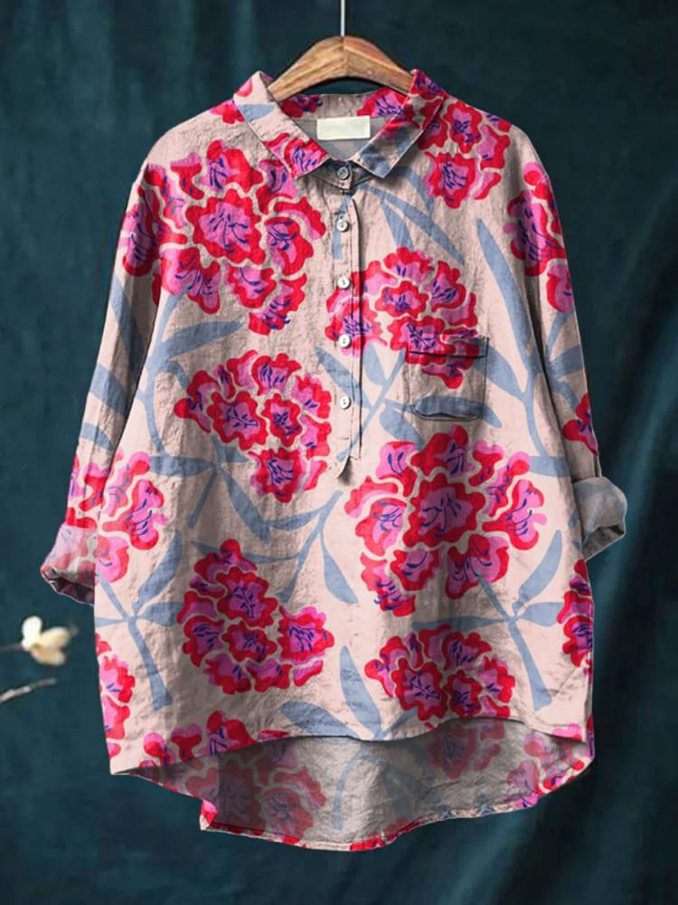 Rosalia | Camicia Casual con Stampa Soft Bloom per Donne