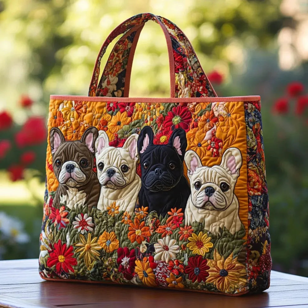 Frenchie Garden | Borsa Tote Artigianale Trapuntata
