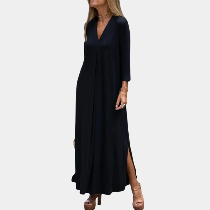 Abito Maxi con Scollatura a V | Design Estivo Fluttuante A-Line
