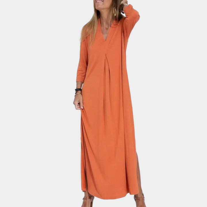 Abito Maxi con Scollatura a V | Design Estivo Fluttuante A-Line