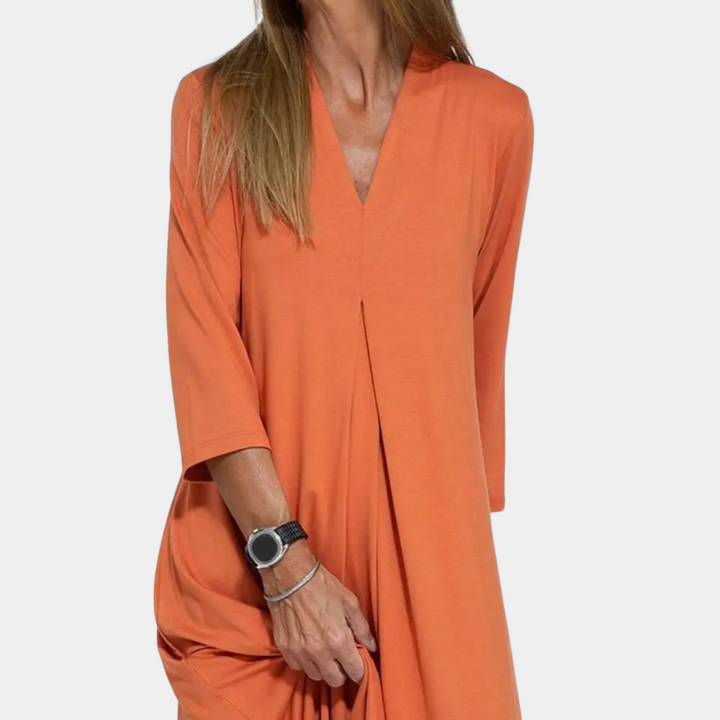 Abito Maxi con Scollatura a V | Design Estivo Fluttuante A-Line