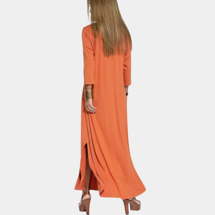 Abito Maxi con Scollatura a V | Design Estivo Fluttuante A-Line