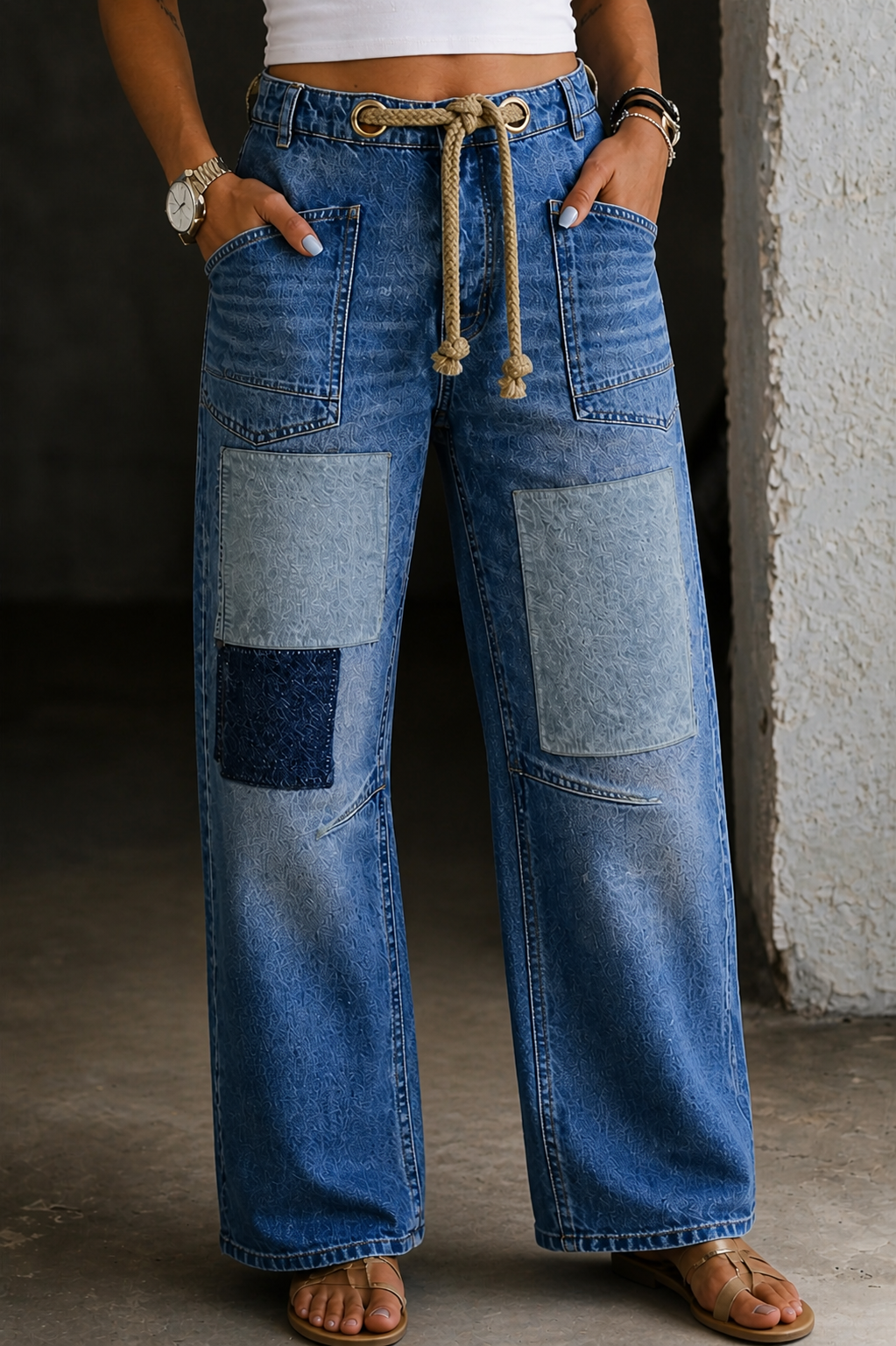 Margaret | Jeans con Coulisse Patchwork