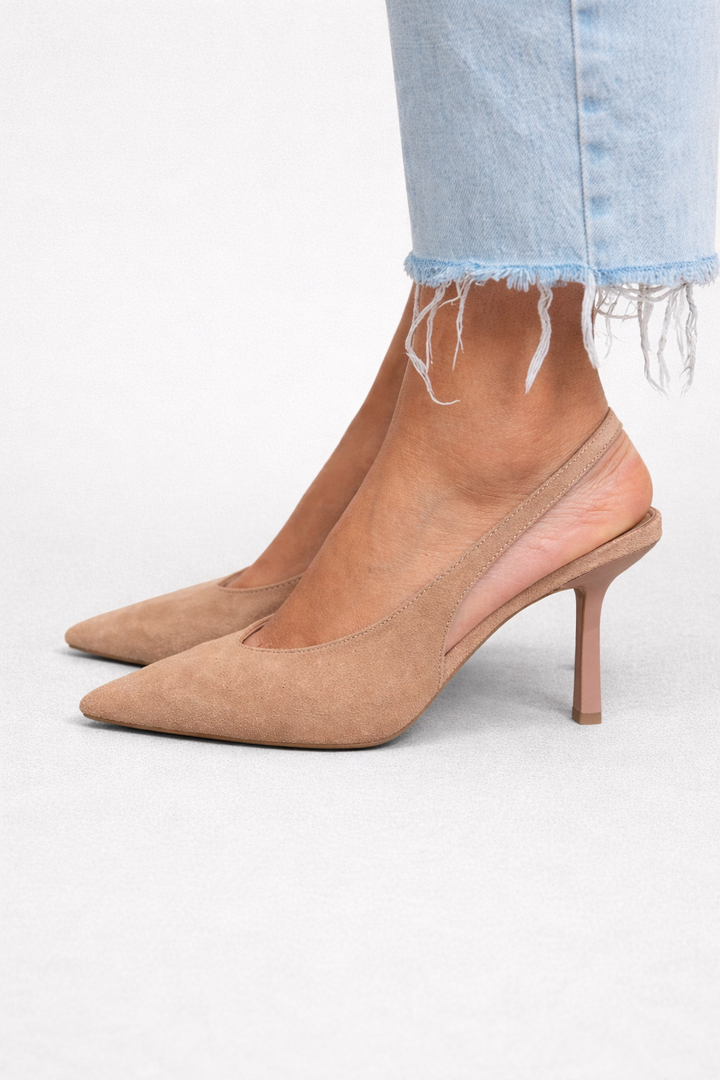 Marlena | Scarpe con tacco aperto color nude