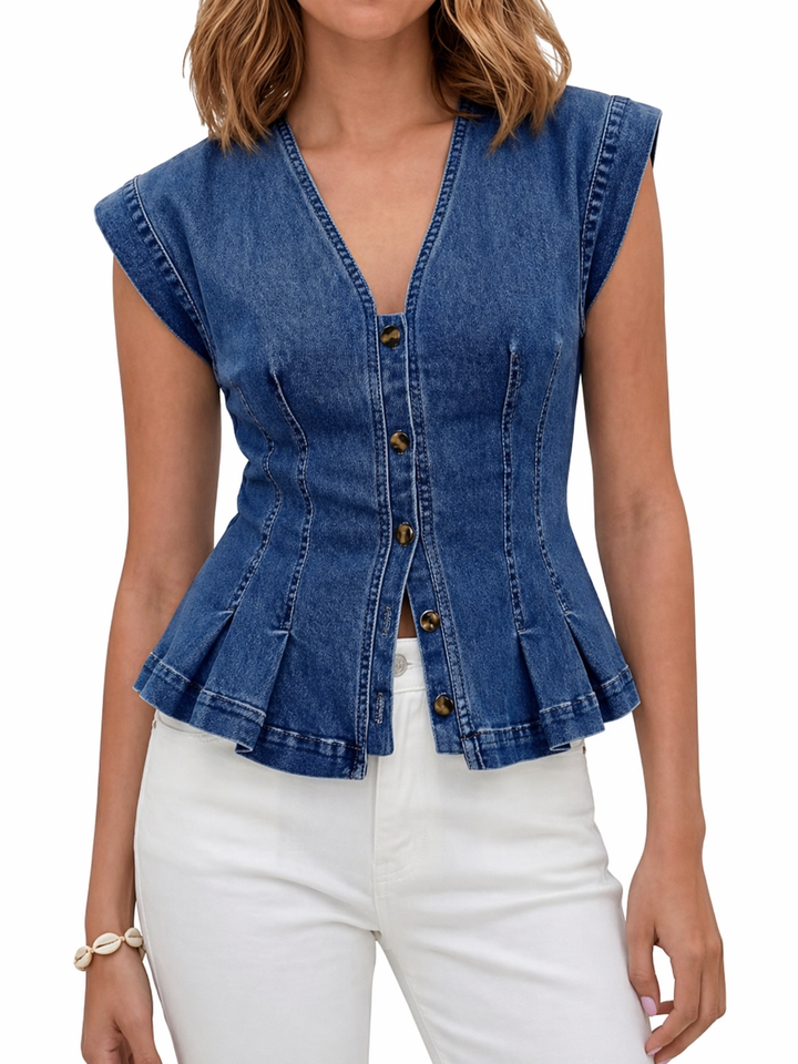 Viera | Top in Denim con Collo a V