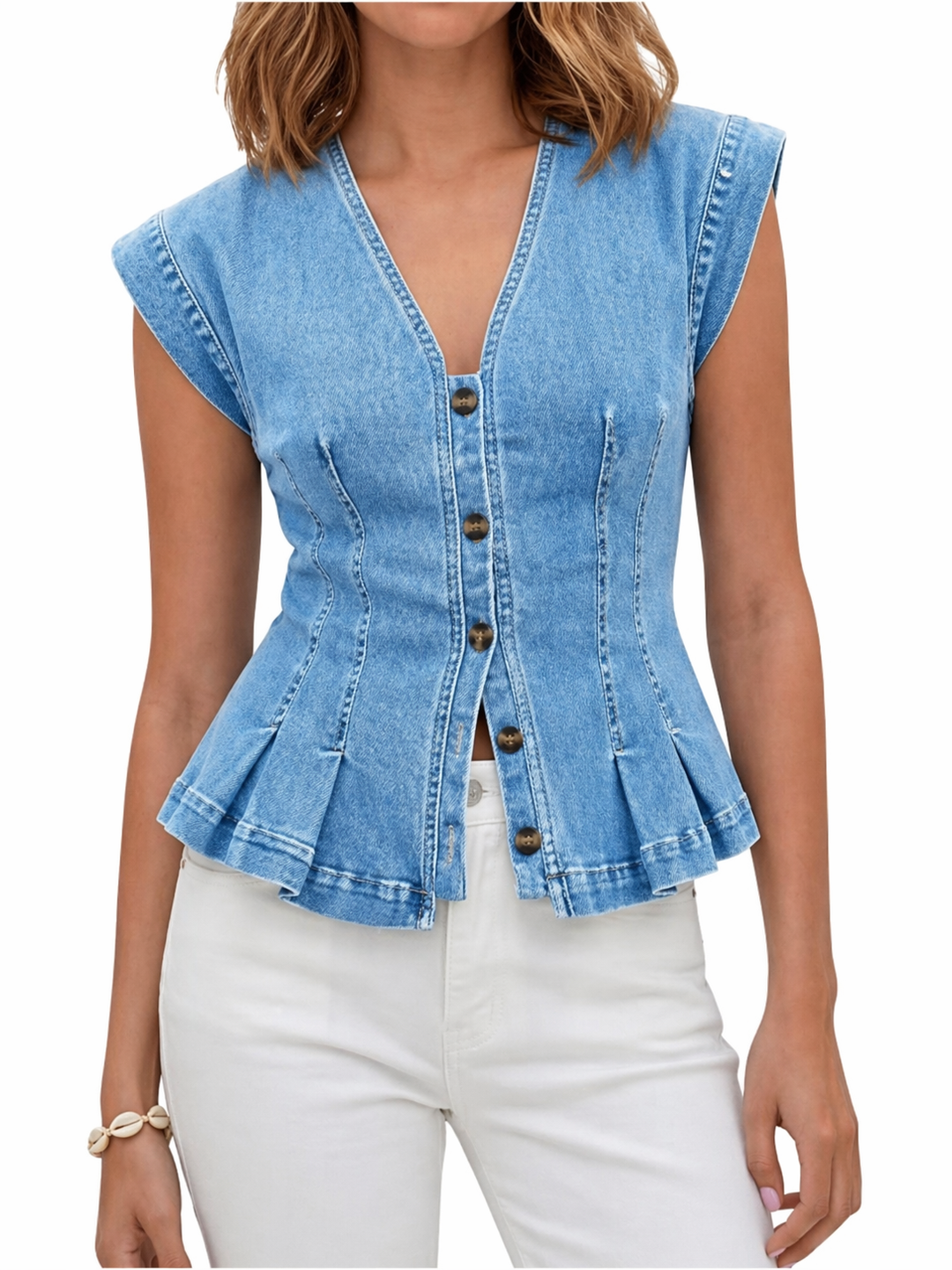Viera | Top in Denim con Collo a V